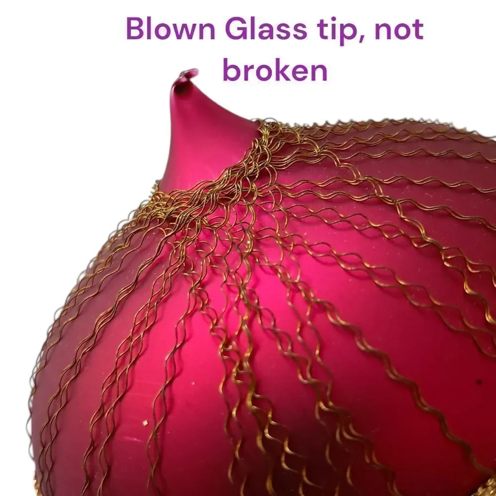 Hand Blown Glass Onion Shaped Ornament Fine Gold Chain Wrapped Victorian Germany